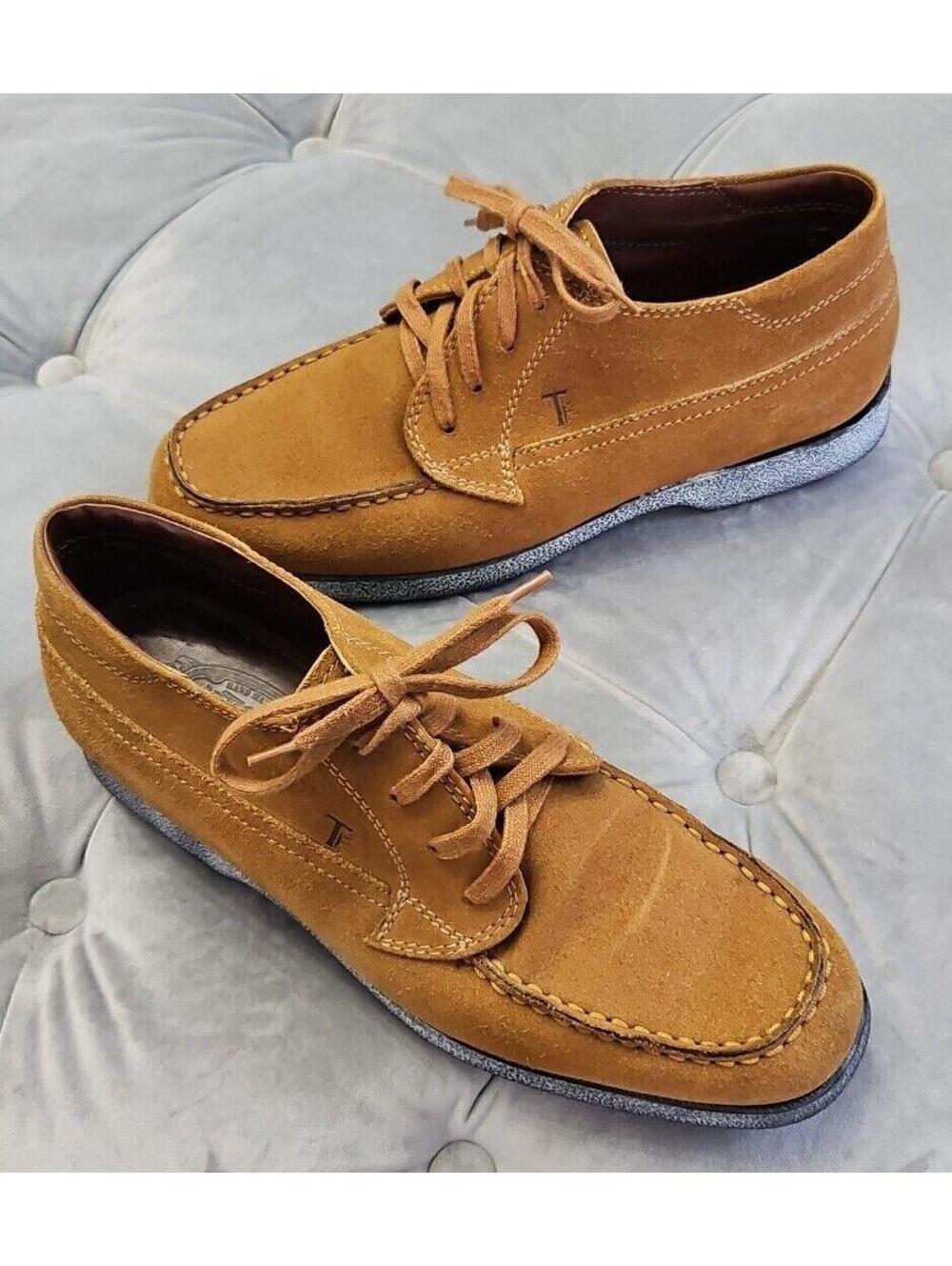 J.P. Tod’s Brown Suede Lace Up Moc Loafers Italy Handmade Mens Dress Shoes 39 9